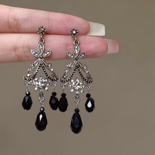 E3977 Aretes mariposa negros aleacion 5cm