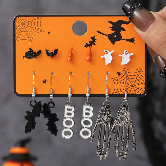 E3849 conjunto de aretes Halloween 6cm aleacion