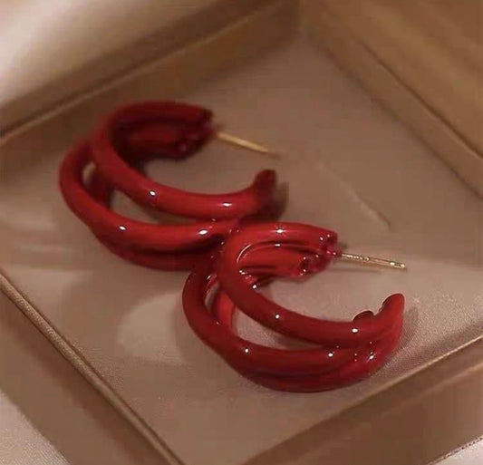 E5082 Arracada rojo otoño elegante aleacion 4cm