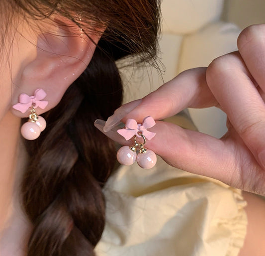 E5376 Aretes cerezas rosas acrílico 2cm