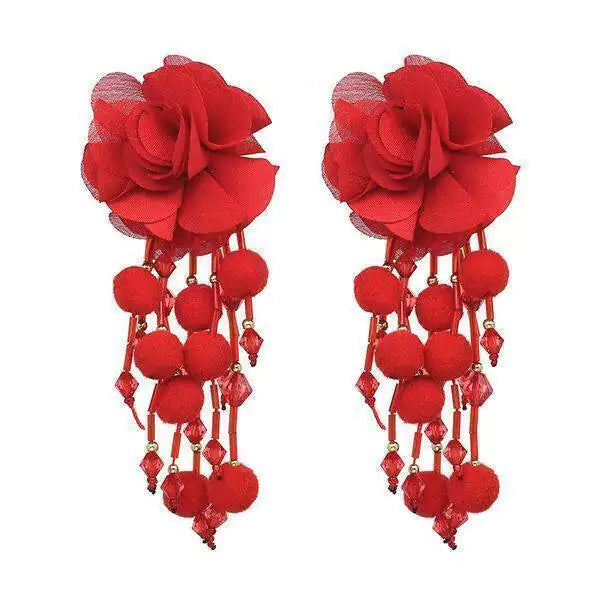 Aretes 2091R Grandes Tela Roja