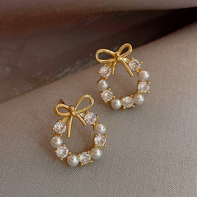 E1530 Aretes moño cristal aleacion 1.5cm