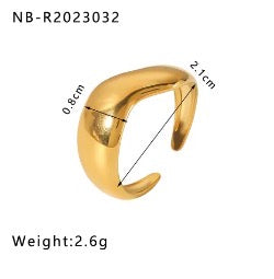 A221 anillo dorado abierto acero inoxidable chapado en oro de 18k