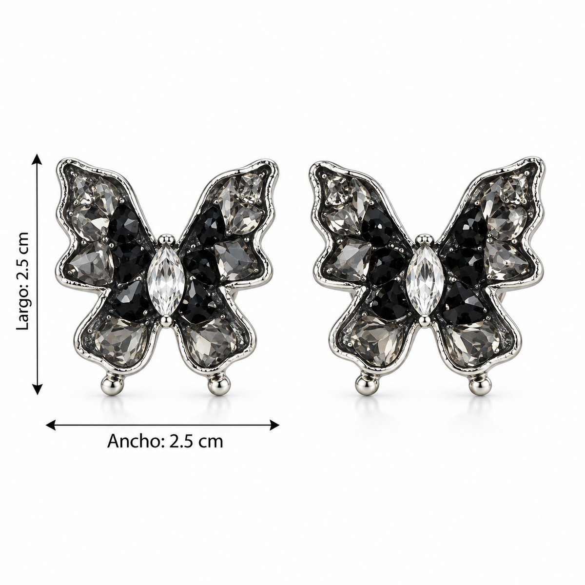 E7405 Aretes mariposa circonia de aleacion