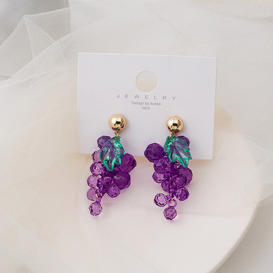 E7193 aretes uvas elegantes aleacion 4cm