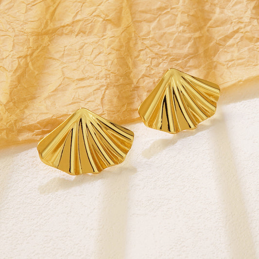 E3492 Aretes concha marina acero inoxidable 2cm