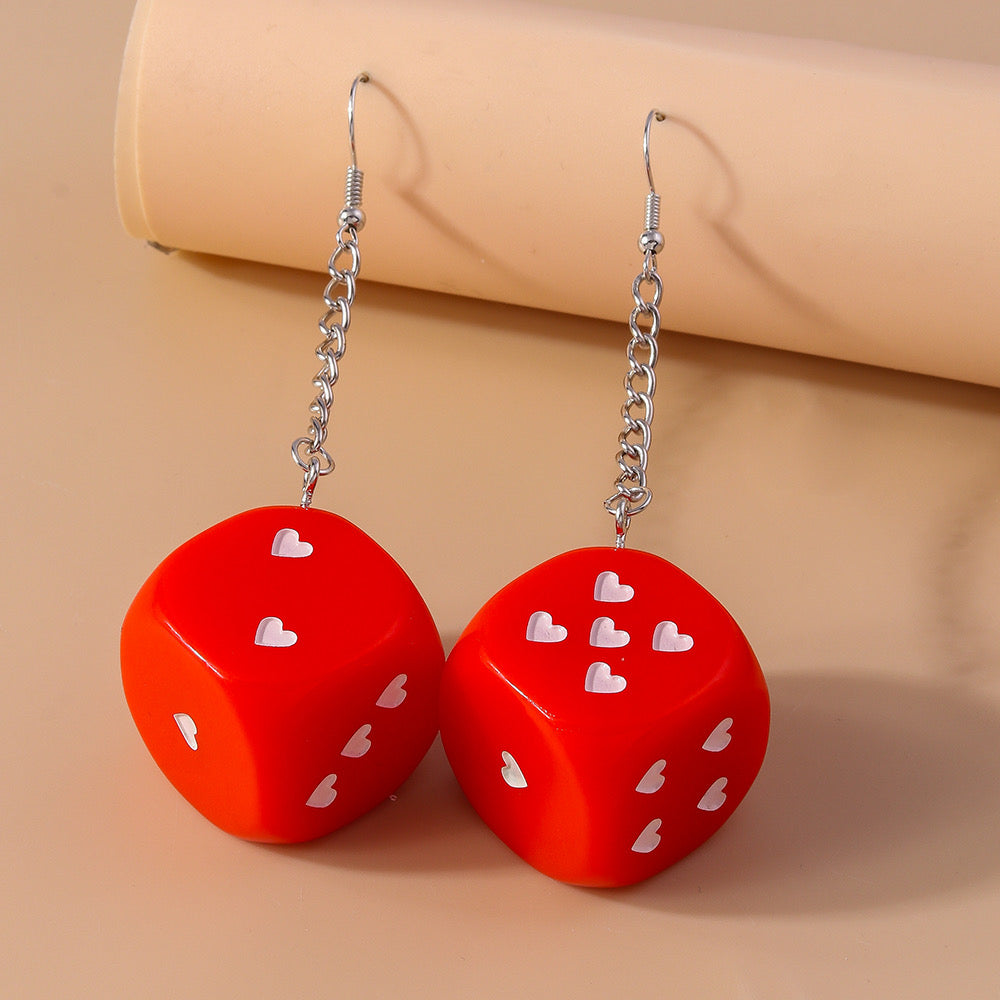 E2602R Aretes dado resina aleacion gancho colgante 8.5cm