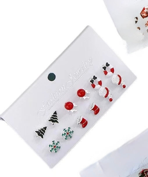 E4195 conjunto de aretes navideños aleacion 1cm