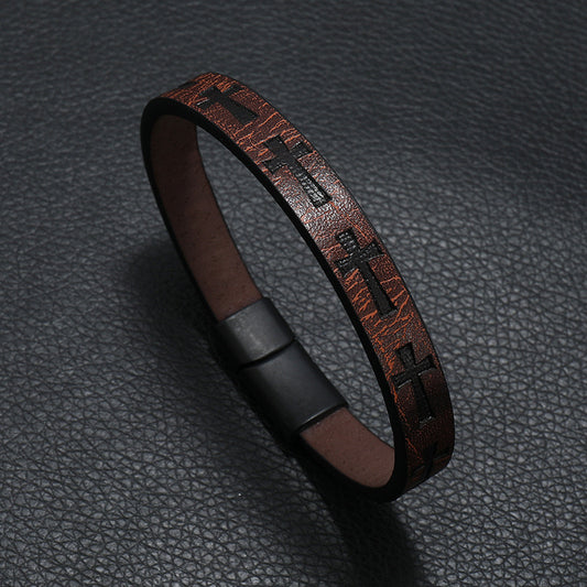 B330 Pulsera caballero cuero sintetico 22cm