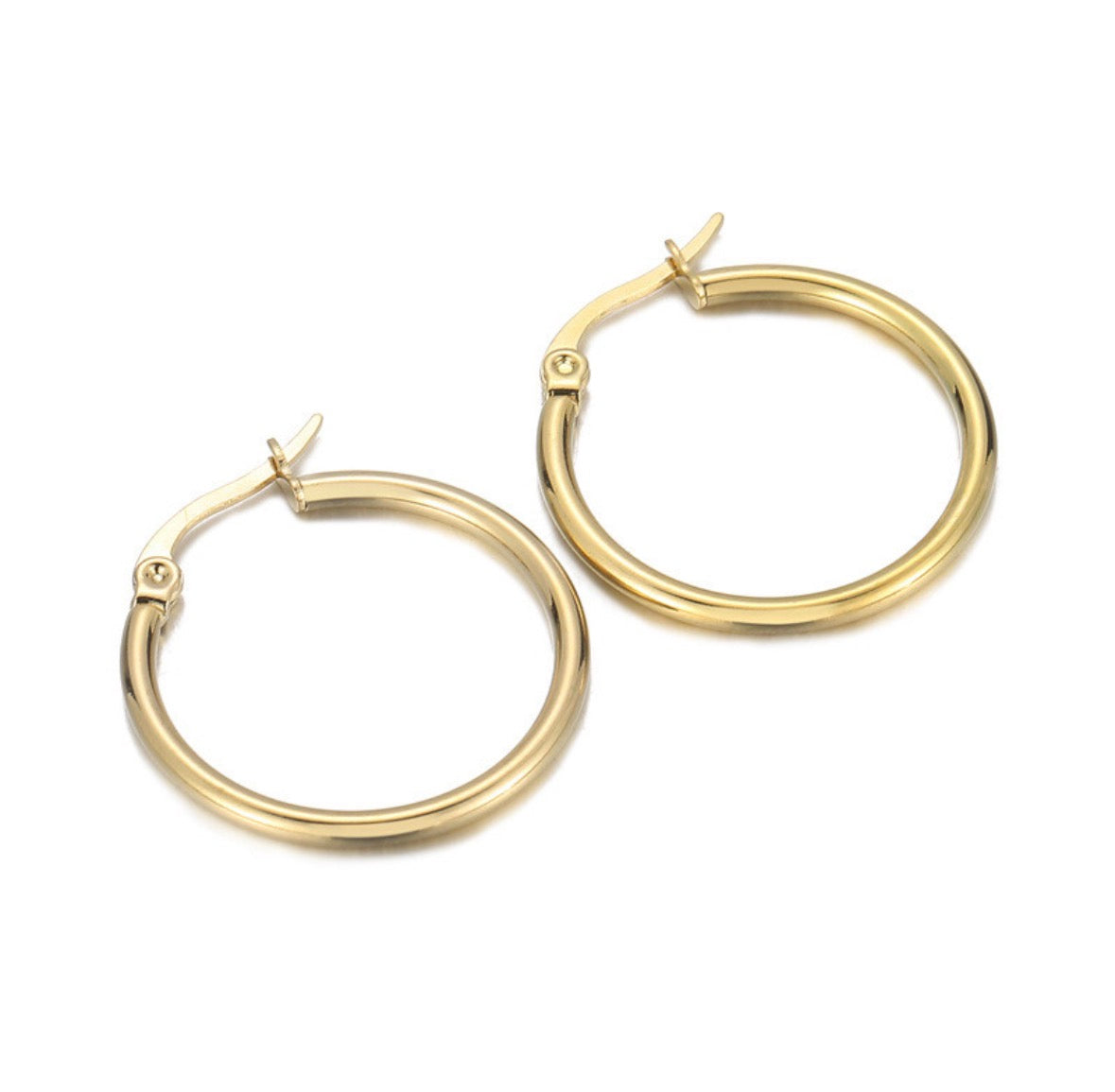 E6019 Arracadas doradas acero inoxidable chapado en oro de 18k 1.5cm