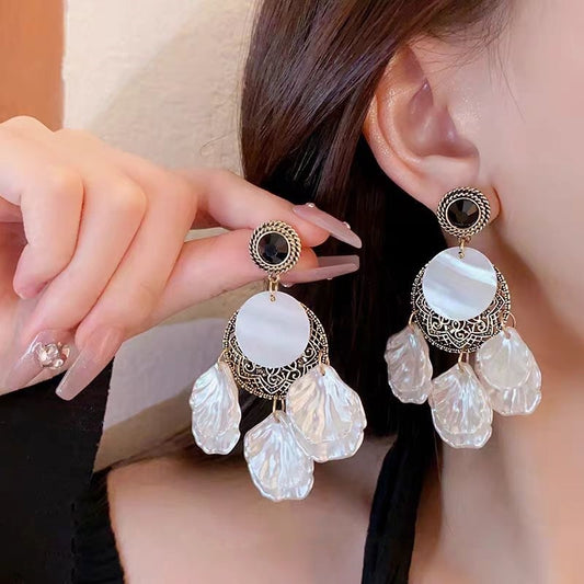 E3961 Aretes flor cristal blanco aleacion 5cm