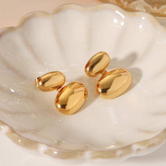E2521 Aretes acero inoxidable chapado en oro 18K 2.2cm