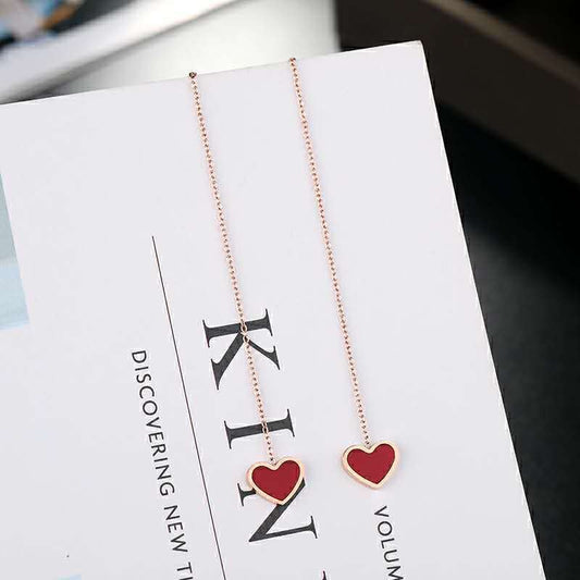 E4863 Aretes elegantes colgantes de corazon aleacion 8cm