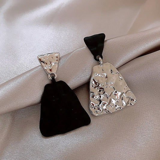 E3933 Aretes trapecio estilo vintage poste de plata 6cm