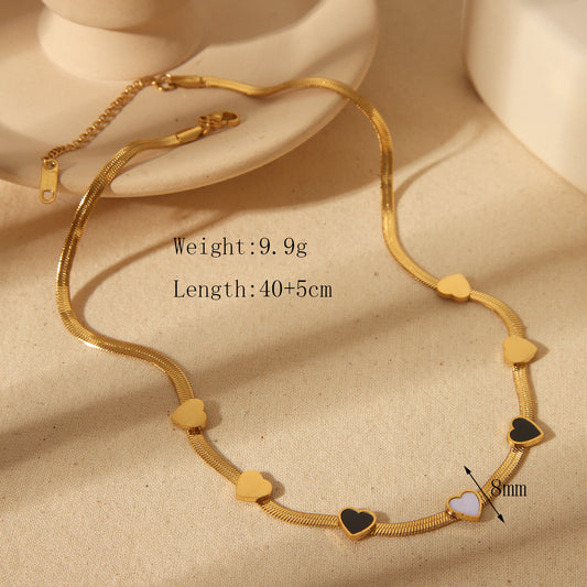 C630 Collar dorado corazones acero inoxidable chapado en oro 18k largo 22cm
