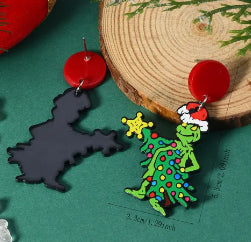 E4124 Aretes grinch de la Navidad acrílico 5.1cm