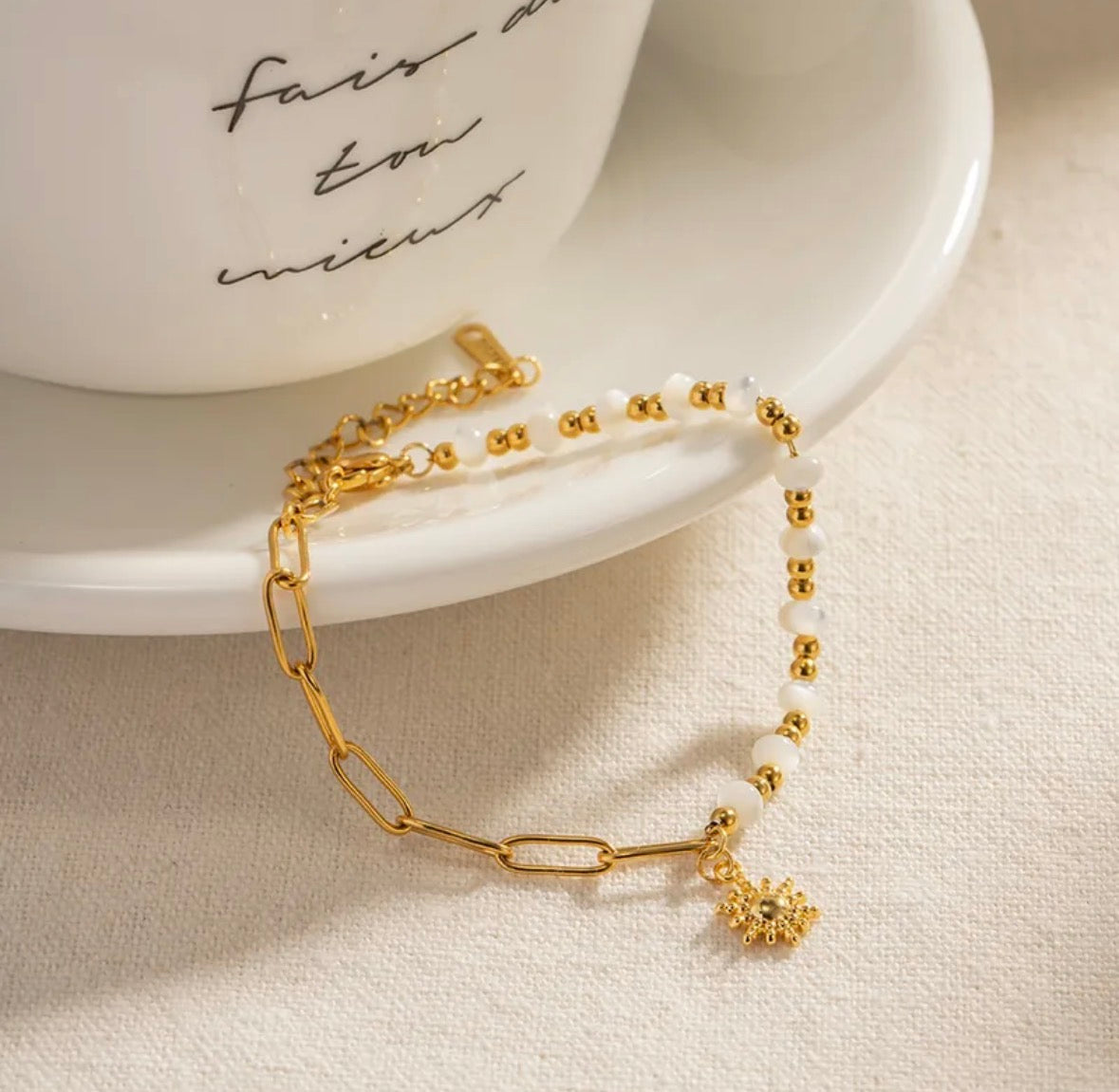 B630 pulsera dorada acero inoxidable chapada en oro de 18k