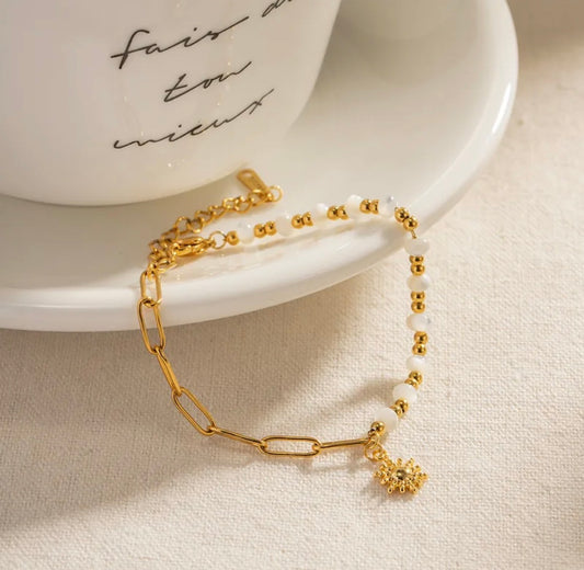 B630 pulsera dorada acero inoxidable chapada en oro de 18k