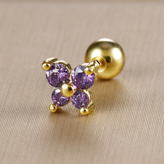 E2457M Broquel 1 pieza mariposa cristal acero inoxidable 0.6cm