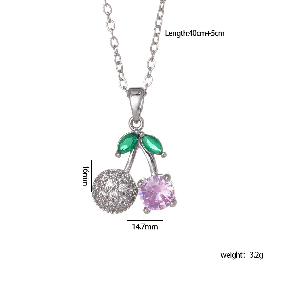 C656 Collar cereza cobre 21cm dije 2cm