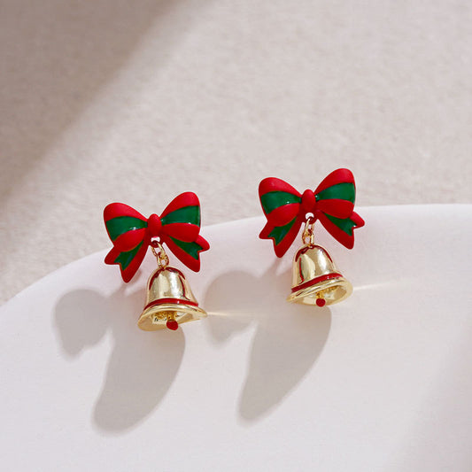 E4373 Aretes campana de Navidad 1.5cm aleacion
