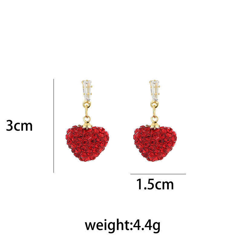 E3027 Aretes corazon brillante cristal 3cm