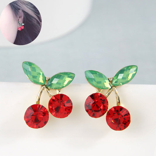 E3926 Aretes cereza roja aleacion 2.5cm