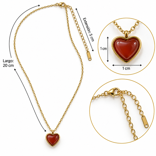 C094 Collar con dije corazon de acero inoxidable