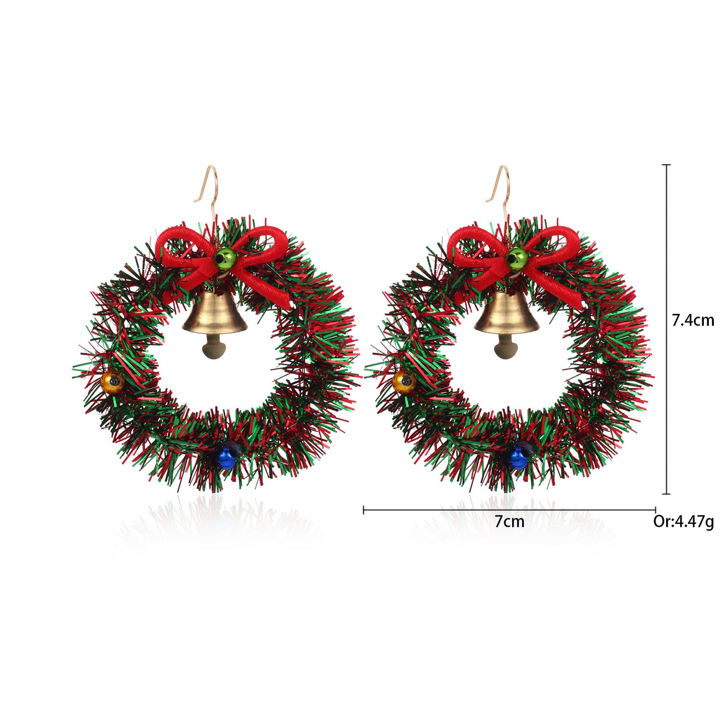 E4191 Aretes corona de Navidad aleacion 8cm