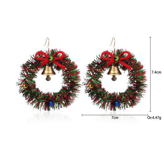 E4191 Aretes corona de Navidad aleacion 8cm
