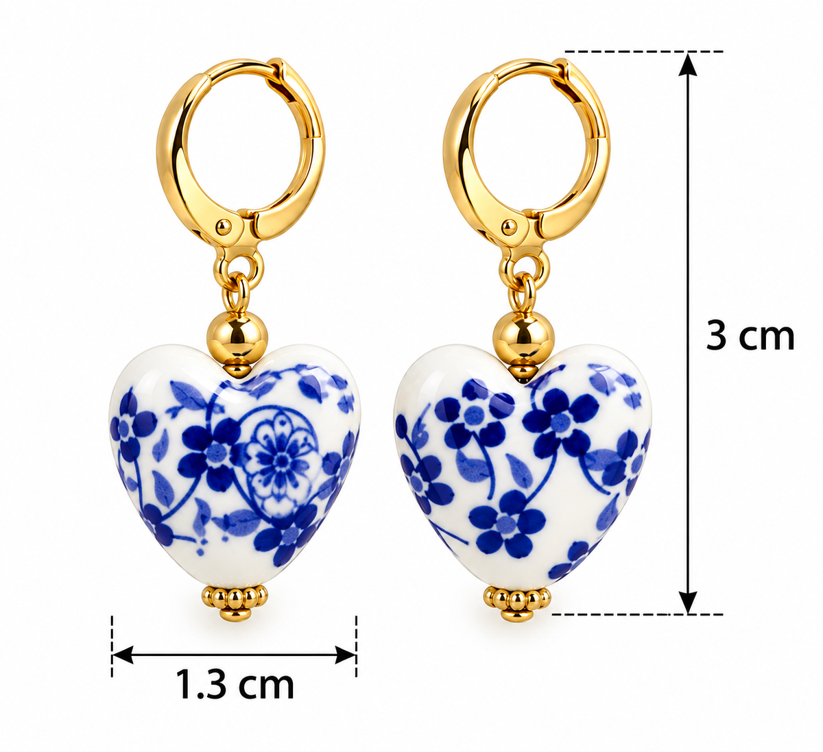 E7508 Aretes corazon ceramica aleacion