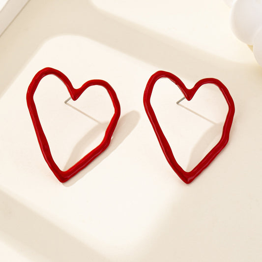 E3503 Aretes corazón rojo aleacion 4cm