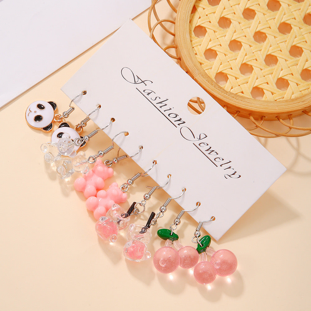 E3970 Conjunto de aretes panda resina 4cm