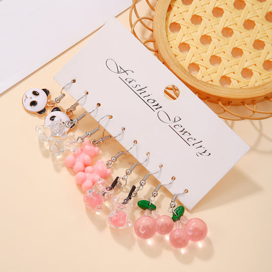 E3970 Conjunto de aretes panda resina 4cm