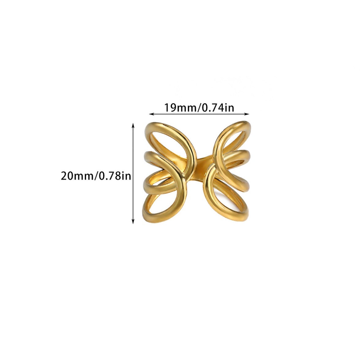 A287 Anillo dorado abierto acero inoxidable