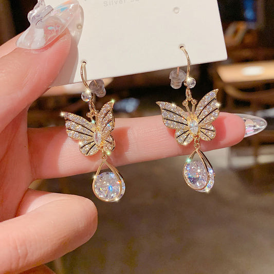 E3944 Aretes mariposa colgante 4cm