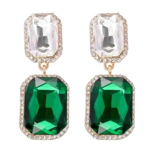 Aretes E405V Grandes Cristal Verde