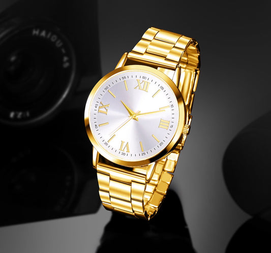 R188 reloj dorado elegante hebilla de cuarzo