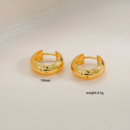 E3653 Argolla dorada acero inoxidable chapada en oro de 18k 10mm