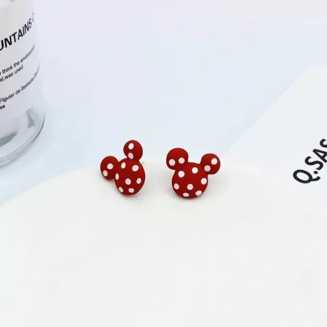 2429M Aretes mickey mouse ratón rojo esmaltado poste de plata 1.5cm