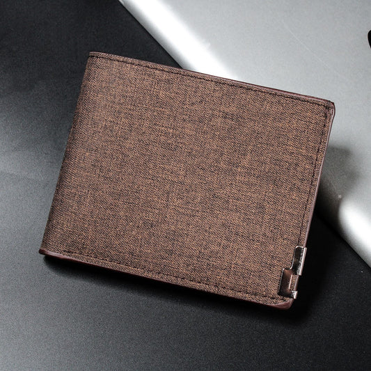 CR73C Cartera caballero mezclilla cafe 10x9cm