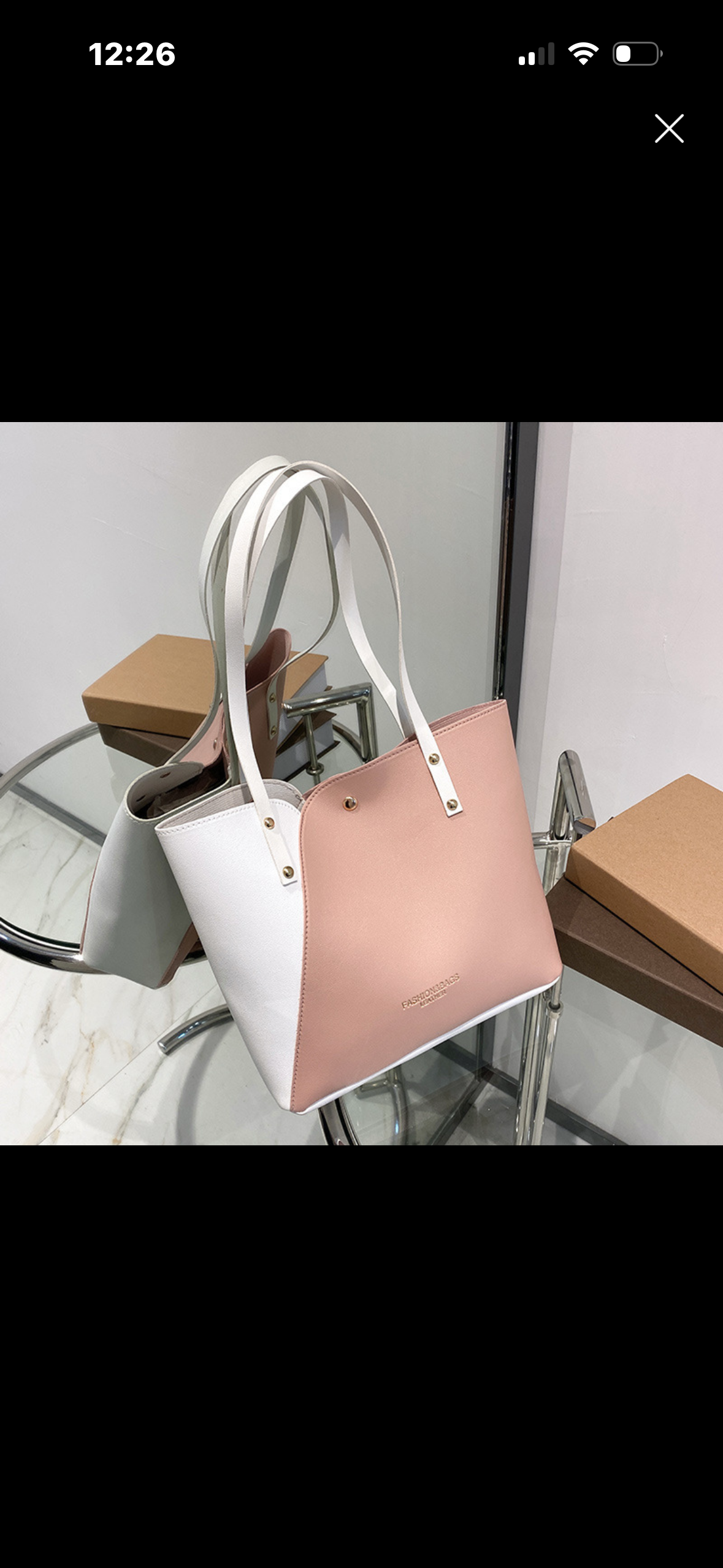 Cr86 bolso rosa con blanco cuero sintético