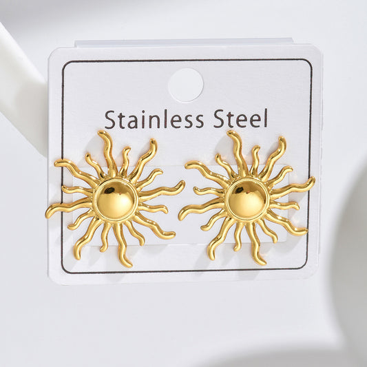 E3696 Aretes sol dorado acero inoxidable 2cm
