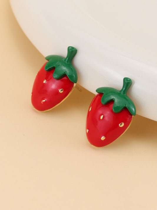 E2503 Aretes fresa esmaltado 2cm
