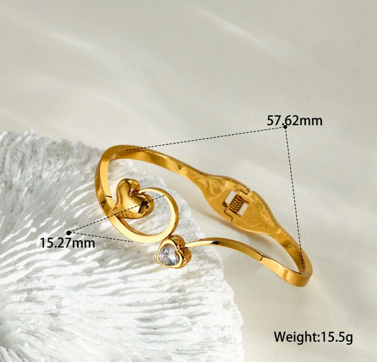 B926 brazalete corazón dorado acero inoxidable 304