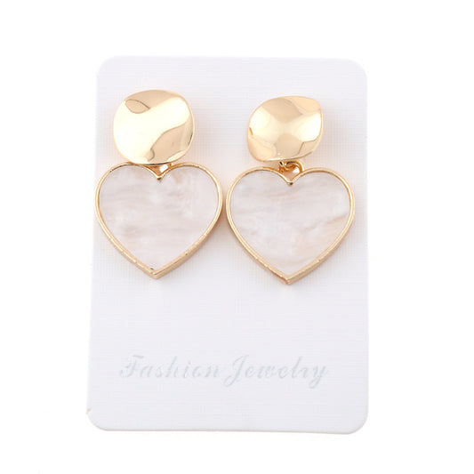 E4250 Aretes corazón blanco aleacion 3.5cm