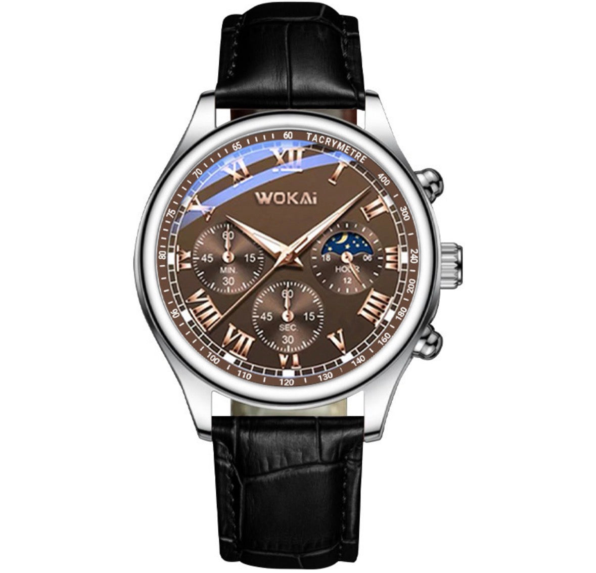 R175 reloj geométrico imitación hebilla cuero sintetico