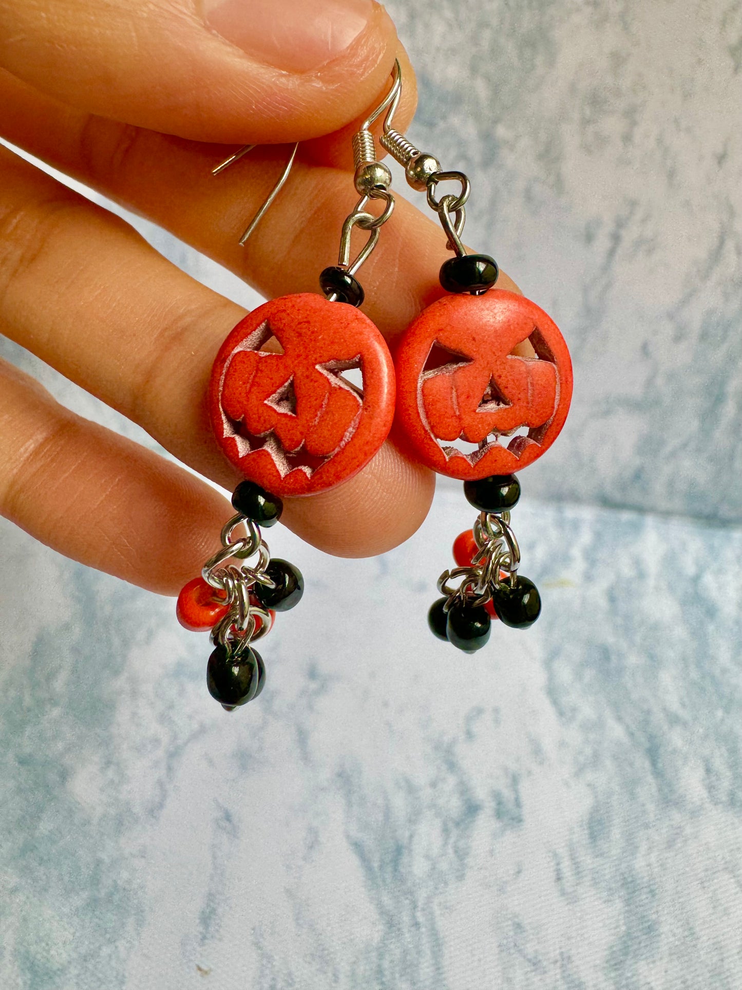 E282 Aretes calabaza colgante chaquira 6cm