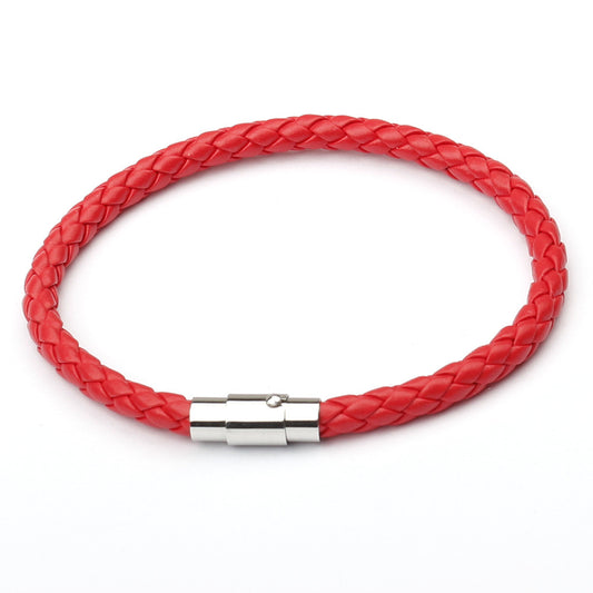 B304R Pulsera caballero cuero sintetico hebilla acero inoxidable magnetica