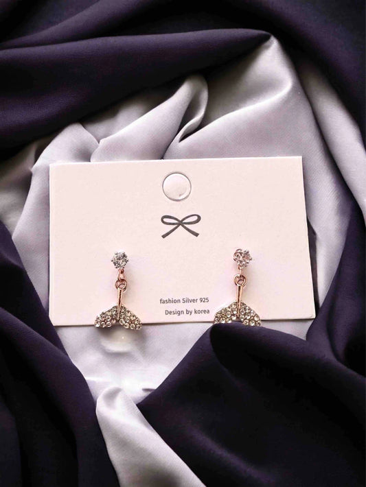 E1307 Aretes cola sirena zirconia poste de plata chicos